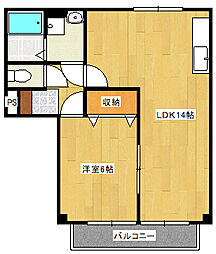 JR可部線 梅林駅 徒歩6分の賃貸アパート 2階1LDKの間取り