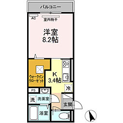 JR可部線 安芸長束駅 徒歩13分の賃貸アパート 1階1Kの間取り