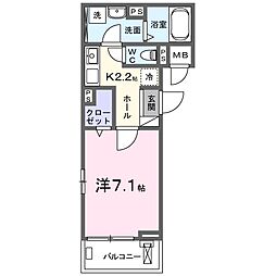 JR芸備線 矢賀駅 徒歩18分の賃貸アパート 3階1Kの間取り