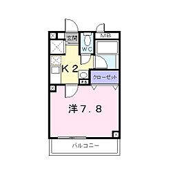 広島電鉄宮島線 草津南駅 徒歩3分の賃貸マンション 2階1Kの間取り