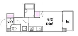 広島電鉄2系統 観音町駅 徒歩10分の賃貸マンション 5階ワンルームの間取り