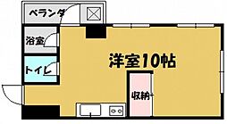 広島電鉄1系統 中電前駅 徒歩3分の賃貸マンション 2階ワンルームの間取り