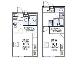 広島高速交通アストラムライン 牛田駅 徒歩21分の賃貸アパート 1階1Kの間取り
