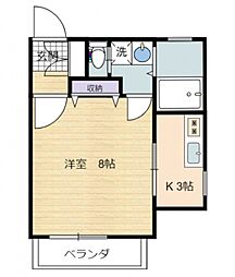 広島電鉄宮島線 高須駅 徒歩7分の賃貸アパート 3階1Kの間取り