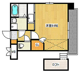 広島電鉄宮島線 修大協創中高前駅 徒歩6分の賃貸マンション 7階ワンルームの間取り