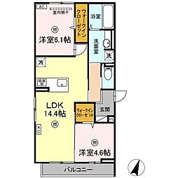 広島高速交通アストラムライン 祇園新橋北駅 徒歩10分の賃貸アパート 3階2LDKの間取り
