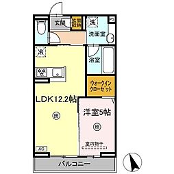 JR可部線 下祇園駅 徒歩8分の賃貸アパート 3階1LDKの間取り