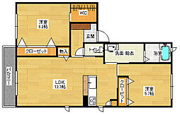 JR可部線 古市橋駅 徒歩12分の賃貸アパート 2階2LDKの間取り