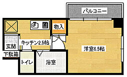JR山陽本線 向洋駅 徒歩28分の賃貸マンション 4階1Kの間取り