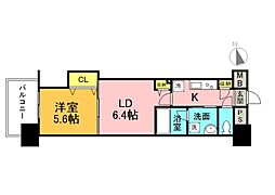 広島電鉄9系統 八丁堀駅 徒歩7分の賃貸マンション 12階1LDKの間取り