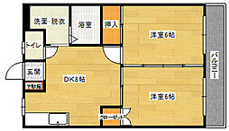 広島高速交通アストラムライン 中筋駅 徒歩7分の賃貸マンション 3階2DKの間取り