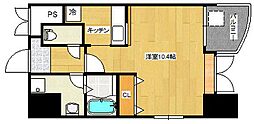 広島電鉄2系統 本川町駅 徒歩1分の賃貸マンション 10階ワンルームの間取り