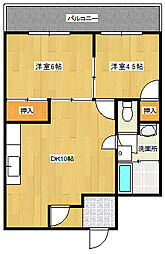 広島電鉄宮島線 草津駅 徒歩8分の賃貸マンション 3階2LDKの間取り