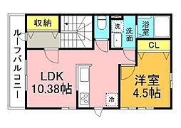 JR山陽本線 新井口駅 徒歩5分の賃貸アパート 2階1LDKの間取り