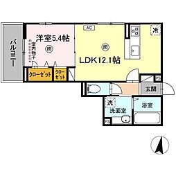 広島高速交通アストラムライン 西原駅 徒歩14分の賃貸アパート 2階1LDKの間取り