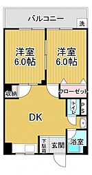 JR山陽本線 広島駅 徒歩10分の賃貸マンション 2階2LDKの間取り