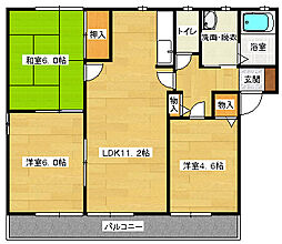広島高速交通アストラムライン 上安駅 徒歩11分の賃貸アパート 1階3LDKの間取り