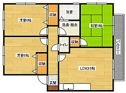 JR可部線 下祇園駅 徒歩8分の賃貸アパート 2階3LDKの間取り