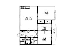 JR可部線 緑井駅 徒歩7分の賃貸マンション 2階3LDKの間取り