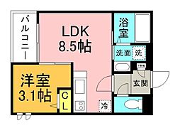 広島電鉄1系統 宇品4丁目駅 徒歩4分の賃貸アパート 3階1LDKの間取り