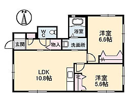 JR山陽本線 瀬野駅 徒歩15分の賃貸アパート 1階2LDKの間取り