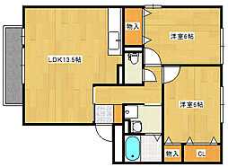 JR可部線 安芸長束駅 徒歩32分の賃貸アパート 3階2LDKの間取り