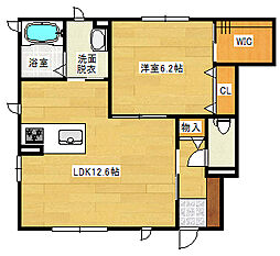 JR可部線 安芸長束駅 徒歩20分の賃貸アパート 1階1LDKの間取り
