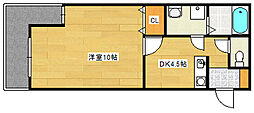 広島電鉄宮島線 高須駅 徒歩10分の賃貸マンション 1階1DKの間取り