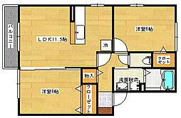 JR芸備線 矢賀駅 徒歩22分の賃貸アパート 2階2LDKの間取り