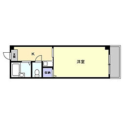 JR可部線 大町駅 徒歩4分の賃貸マンション 3階1Kの間取り