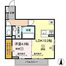 JR可部線 下祇園駅 徒歩17分の賃貸アパート 3階1LDKの間取り