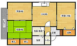 JR可部線 古市橋駅 徒歩8分の賃貸アパート 2階3LDKの間取り
