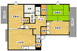 JR可部線 七軒茶屋駅 徒歩7分の賃貸マンション 2階3LDKの間取り