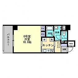 広島電鉄8系統 寺町駅 徒歩2分の賃貸マンション 4階1Kの間取り