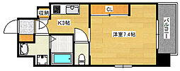 JR呉線 天神川駅 徒歩14分の賃貸マンション 3階1Kの間取り