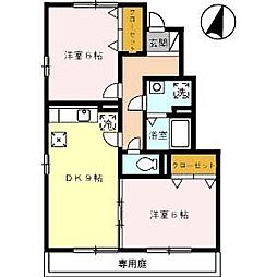 JR呉線 海田市駅 徒歩9分の賃貸アパート 1階2DKの間取り