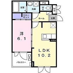 JR芸備線 下深川駅 徒歩4分の賃貸アパート 3階1LDKの間取り