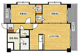 広島高速交通アストラムライン 長楽寺駅 徒歩4分の賃貸マンション 2階2LDKの間取り
