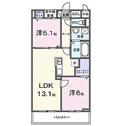 広島電鉄8系統 舟入川口町駅 徒歩17分の賃貸アパート 3階2LDKの間取り
