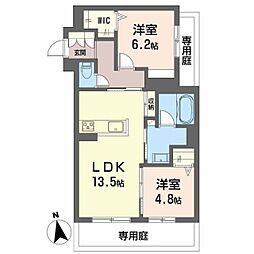 広島高速交通アストラムライン 高取駅 徒歩5分の賃貸マンション 1階2LDKの間取り