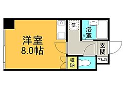 広島高速交通アストラムライン 牛田駅 徒歩33分の賃貸マンション 2階ワンルームの間取り