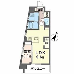 広島電鉄9系統 縮景園前駅 徒歩6分の賃貸マンション 7階1LDKの間取り