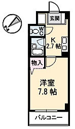 JR山陽本線 横川駅 徒歩7分の賃貸マンション 1階1Kの間取り