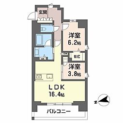 広島電鉄9系統 八丁堀駅 徒歩7分の賃貸マンション 11階2LDKの間取り