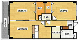 広島高速交通アストラムライン 高取駅 徒歩13分の賃貸マンション 1階2LDKの間取り