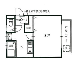 JR可部線 安芸長束駅 徒歩12分の賃貸アパート 2階1Kの間取り