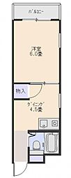 広島電鉄8系統 寺町駅 徒歩4分の賃貸マンション 5階1DKの間取り
