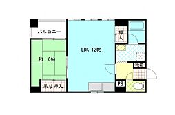 広島電鉄2系統 十日市町駅 徒歩3分の賃貸マンション 5階1LDKの間取り