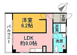 広島電鉄8系統 十日市町駅 徒歩3分の賃貸マンション 4階1LDKの間取り