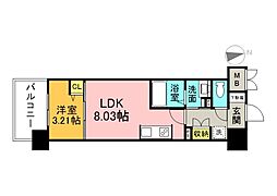 広島電鉄5系統 比治山橋駅 徒歩6分の賃貸マンション 7階1LDKの間取り